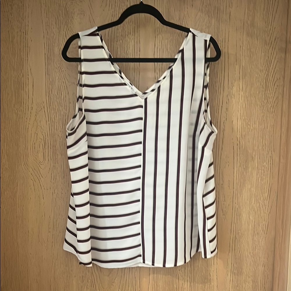 Asymmetrical Black and White Sleeveless Tank Top